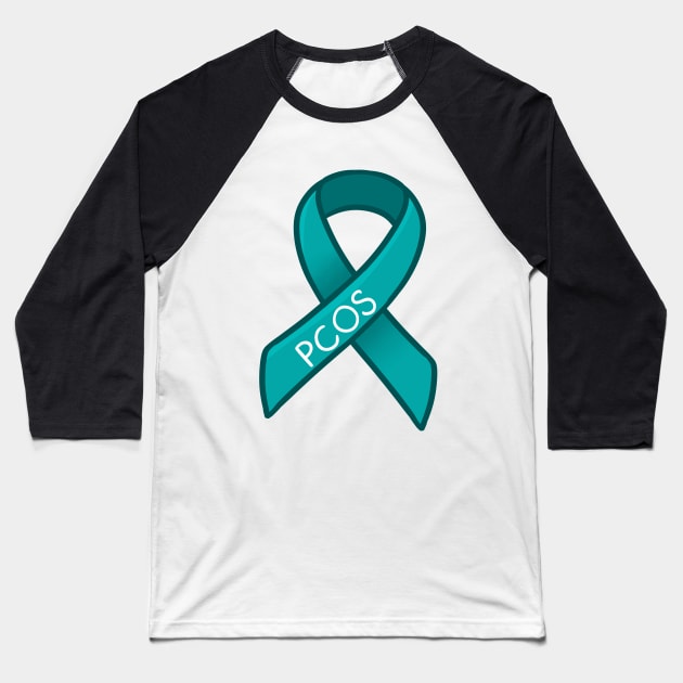 PCOS Awareness Ribbon Baseball T-Shirt by leashonlife